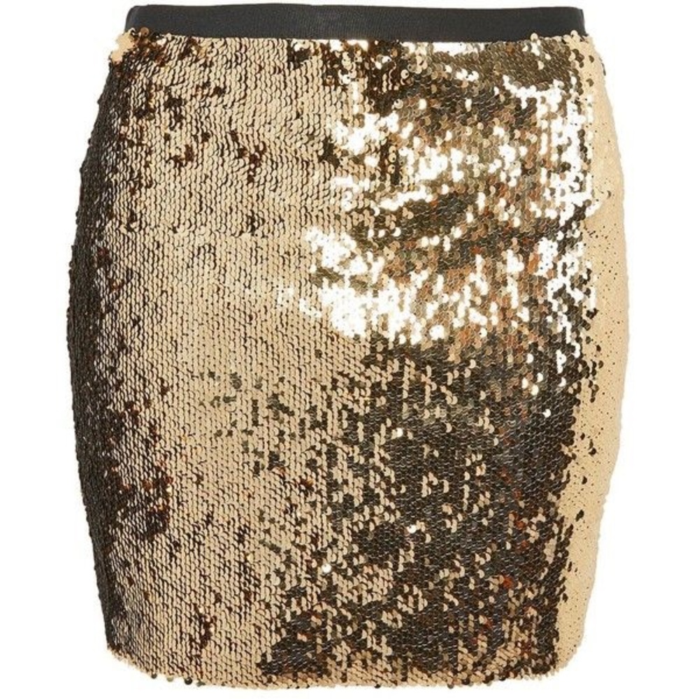NWOT TOPSHOP Gold Sequin Mini Skirt US 2 UK 6